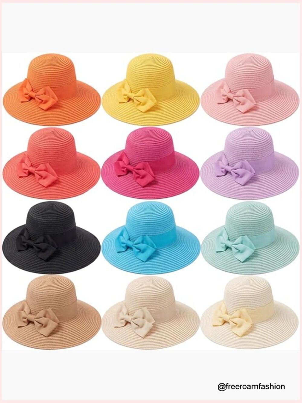 12 Pack Women's Wide Brim Straw Sun Hats Floppy Foldable Beach Caps